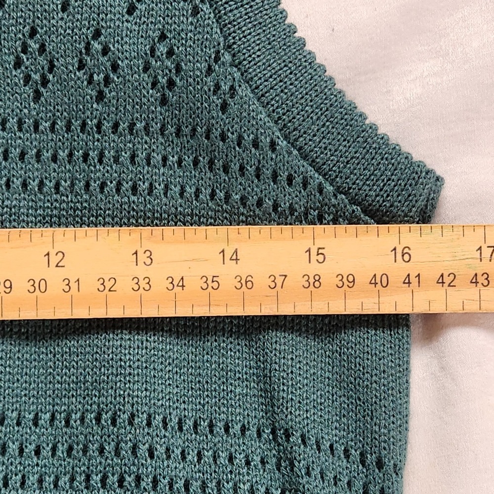 Vintage Avon Knit 70s 3 Piece Green Skirt Top Cardigan Belted Set Canada Acrylic - Picture 6 of 9